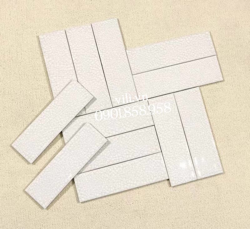 Gạch thẻ men rạn 6X20 cm VL60200 màu trắng