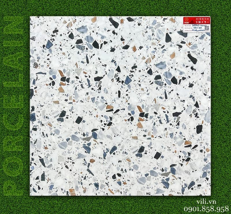 Gạch lát nền Terrazo 60x60 Prime 32063 đá bóng